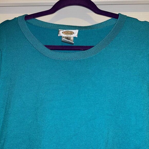 Talbots turquoise blue aqua short sleeve crew detail neck sweater top XL - Picture 3 of 6